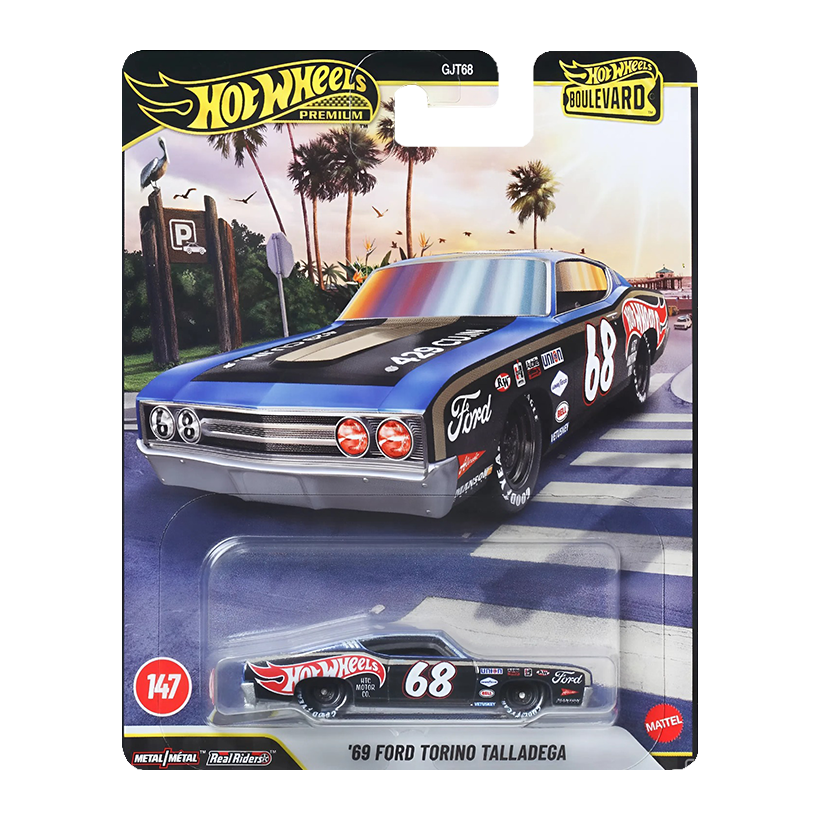 Машинка Premium Hot Wheels '69 Ford Torino Talladega Boulevard 1:64 JHW28 Black - Retromagaz