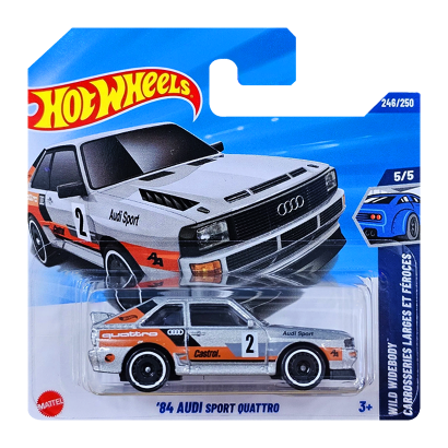 Машинка Базова Hot Wheels '84 Audi Sport Quattro Wild Widebody 1:64 JBC33 Silver - Retromagaz