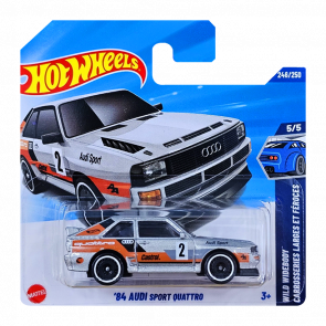 Машинка Базова Hot Wheels '84 Audi Sport Quattro Wild Widebody 1:64 JBC33 Silver Машинка Базова Hot Wheels '84 Audi Sport Quattro Wild Widebody 1:64 JBC33 Silver - Retromagaz
