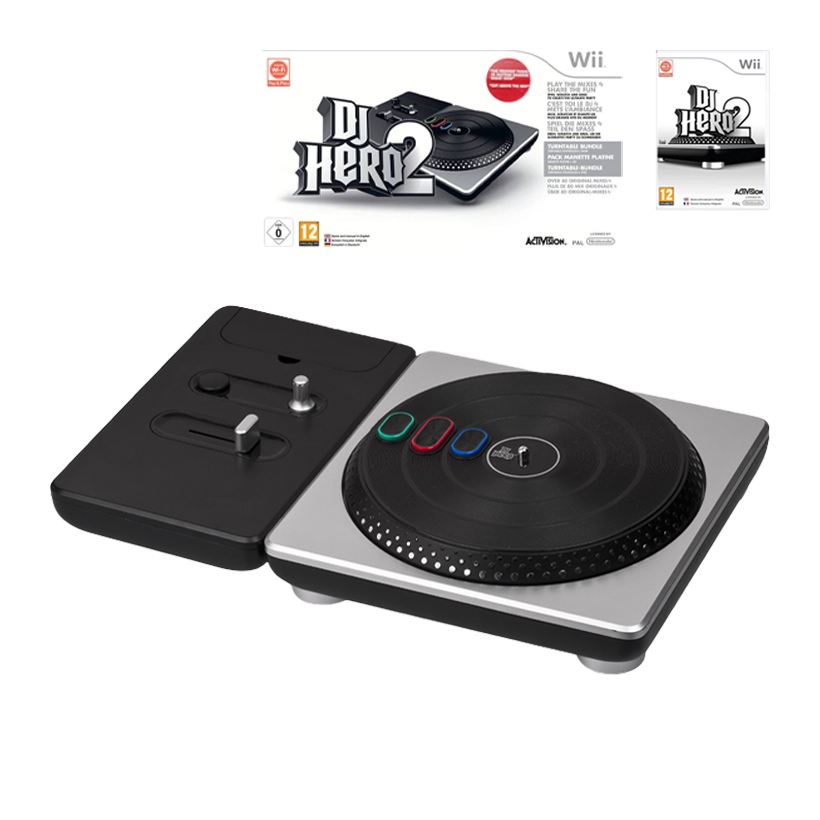 Контролер Бездротовий Nintendo Wii Turntable DJ Hero 2 + Гра + Коробка Black Б/У - Retromagaz
