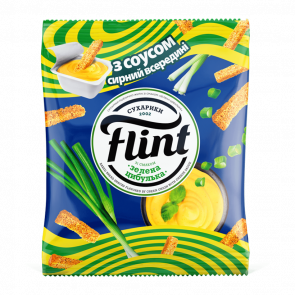Сухарики Flint со Вкусом Зеленого Лука и Соусом Сырным 15g + 70g - Retromagaz