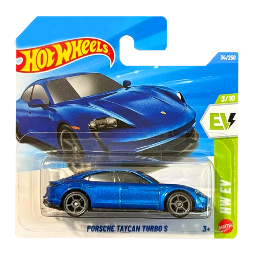 Машинка Базовая Hot Wheels Porsche Porsche Taycan Turbo S EV 1:64 JJL01 Blue - Retromagaz