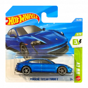 Машинка Базова Hot Wheels Porsche Porsche Taycan Turbo S EV 1:64 JJL01 Blue - Retromagaz