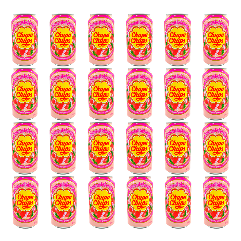 Набір Напій Chupa Chups 24шт Strawberry & Cream Flavour 345ml - Retromagaz
