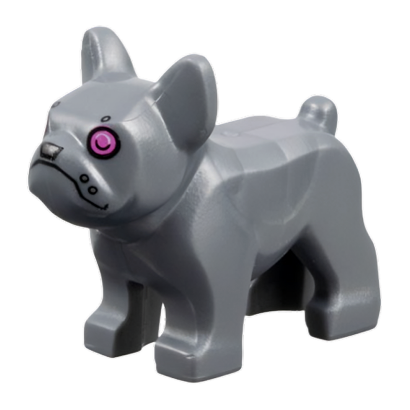 Фигурка Lego Земля Dog French Bulldog with Dark Pink Eyes Animals 29602pb03 6482941 Flat Silver Б/У - Retromagaz