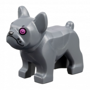 Фигурка Lego Земля Dog French Bulldog with Dark Pink Eyes Animals 29602pb03 6482941 Flat Silver Б/У