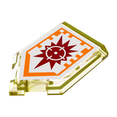 Плитка Lego Pentagonal Nexo Power Shield Pattern Target Blaster Модифікована Декоративна 2 x 3 22385pb025 6132187 Trans-Yellow 4шт Б/У - Retromagaz