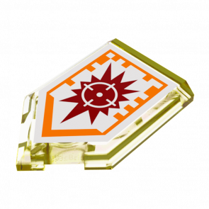 Плитка Lego Модифікована Декоративна Pentagonal Nexo Power Shield Pattern Target Blaster 2 x 3 22385pb025 6132187 Trans-Yellow 4шт Б/У - Retromagaz