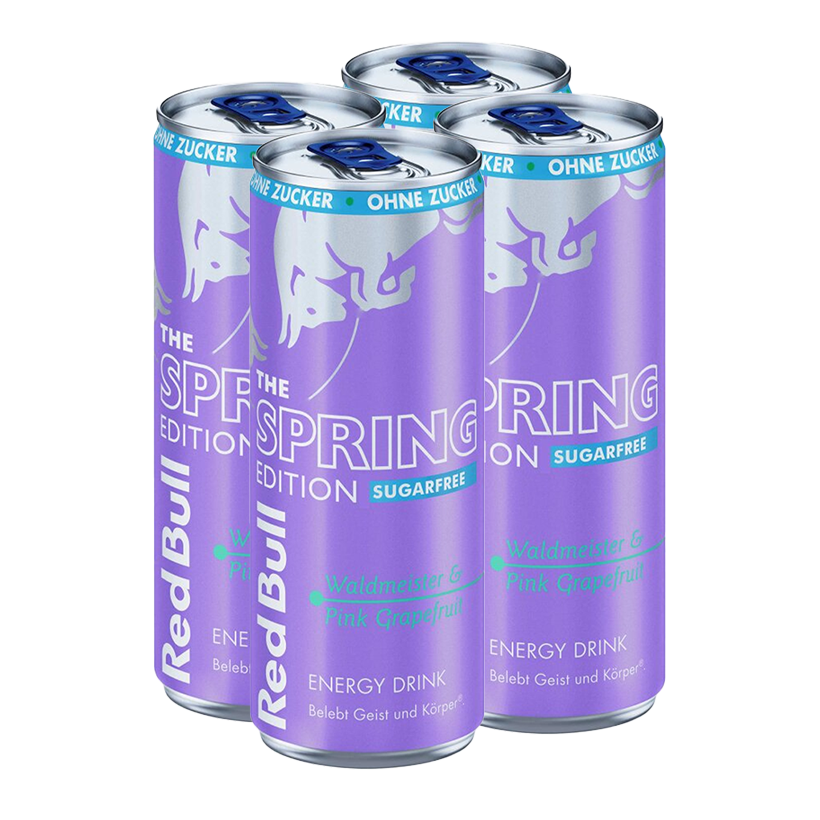 Набор Напиток Энергетический 4шт Red Bull Spring Edition Sugar Free 250ml - Retromagaz