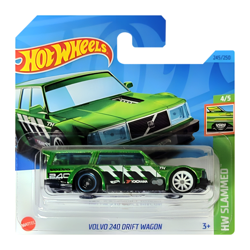 Машинка Базова Hot Wheels Volvo 240 Drift Wagon Super Treasure Hunt STH Slammed 1:64 HKL19 Green - Retromagaz