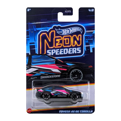 Тематическая Машинка Hot Wheels Toyota AE-86 Corolla Neon Speeders 1:64 JCB03 Black - Retromagaz