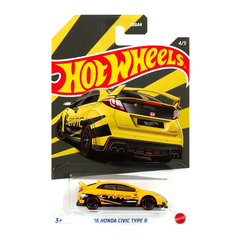 Тематична Машинка Hot Wheels '16 Honda Civic Type R Honda 1:64 HDH18 Yellow - Retromagaz