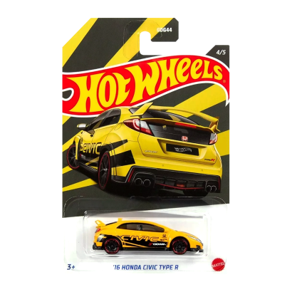 Тематична Машинка Hot Wheels '16 Honda Civic Type R Honda 1:64 HDH18 Yellow - Retromagaz