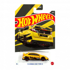 Тематическая Машинка Hot Wheels '16 Honda Civic Type R Honda 1:64 HDH18 Yellow - Retromagaz