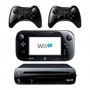 Набір Консоль Nintendo Wii U Модифікована 96GB Black + 10 Вбудованих Ігор Б/У Хороший + Геймпад Бездротовий RMC Wii U Pro Controller Black Новий 2шт - Retromagaz