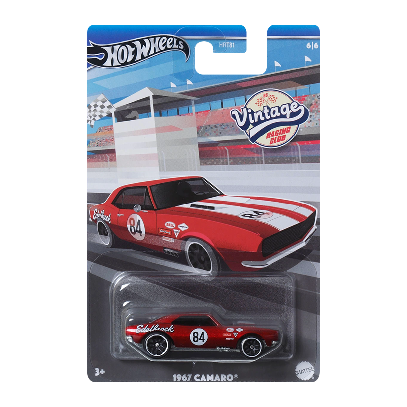 Тематическая Машинка Hot Wheels 1967 Camaro Chase Vintage Racing Club 1:64 HRT81/HRV05 Red - Retromagaz