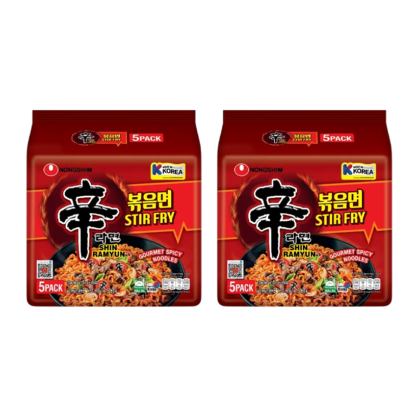 Набор Лапша 10шт Nongshim Shin Рамен Покиммен Stir Fry Острая 131g - Retromagaz