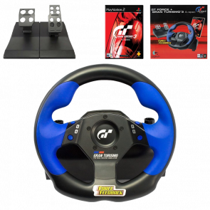 Руль Проводной Logitech PlayStation 2 GT Force + Игра Gran Turismo 3 A-spec + Коробка Black Blue Б/У - Retromagaz
