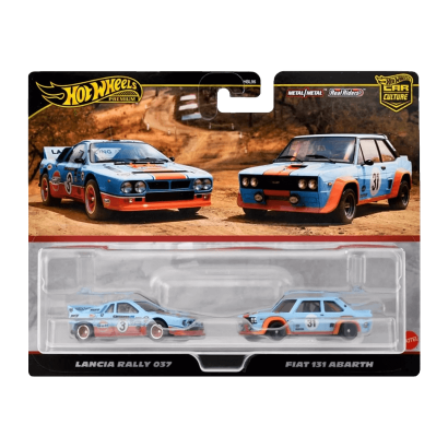 Машинка Premium Hot Wheels Lancia Rally 037 / Fiat 131 Abarth Gulf 2-Packs 1:64 HRR81 Blue 2шт - Retromagaz