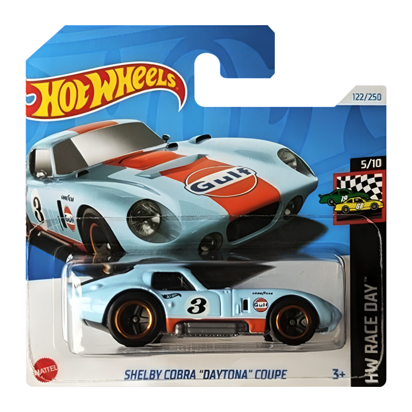Машинка Базова Hot Wheels Shelby Cobra Daytona Coupe Gulf Race Day 1:64 HTC77 Blue - Retromagaz