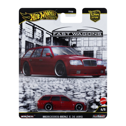 Машинка Premium Hot Wheels Mercedes-Benz AMG E 36 AMG Fast Wagons 1:64 JKB69 Red - Retromagaz