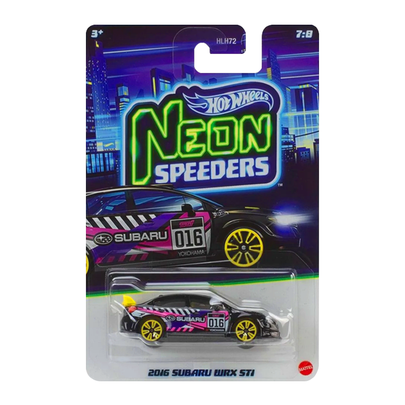 Тематична Машинка Hot Wheels 2016 Subaru WRX STI Neon Speeders 1:64 JKY06 Black - Retromagaz
