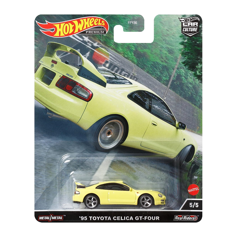 Машинка Premium Hot Wheels '95 Toyota Celica GT-Four Mountain Drifters 1:64 HCJ82 Yellow - Retromagaz