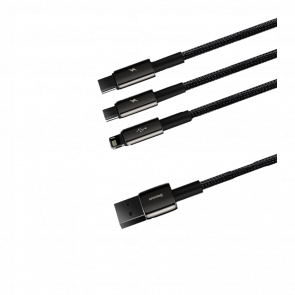 Кабель Baseus Tungsten 3 in 1 USB 2.0 - Lightning + Micro-USB + USB Type-C Black 1.5m