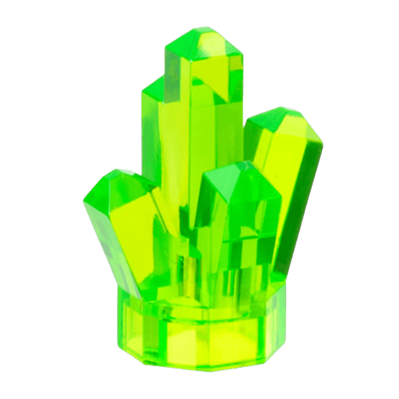 Скеля 4шт Lego Коштовність Crystal 5 Point 1 x 1 52 29377 30385 28623 6134621 6170292 Trans-Bright Green Б/У - Retromagaz