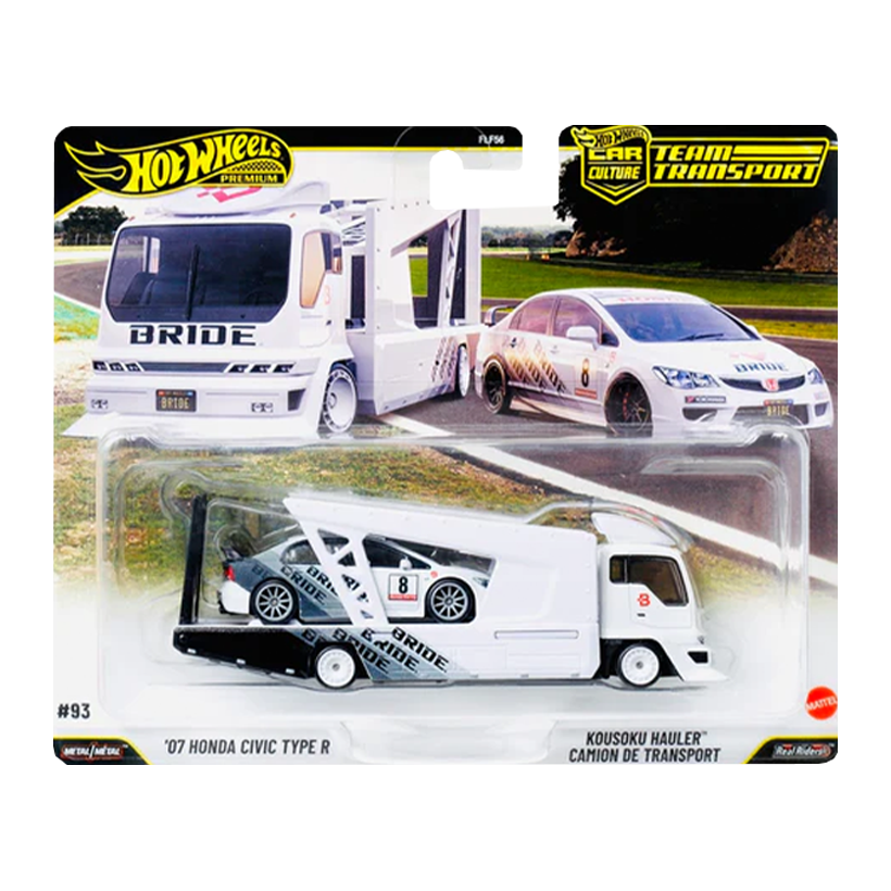 Машинка Premium 2шт Hot Wheels '07 Honda Civic Type R та Kousoku Hauler Team Transport 1:64 JHX94 White - Retromagaz