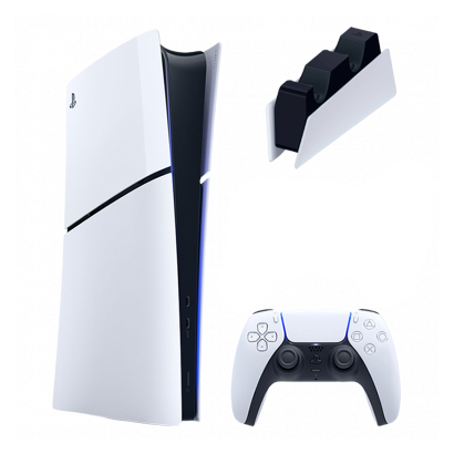 Набор Консоль Sony PlayStation 5 Slim Digital Edition 1TB White Б/У  + Геймпад Беспроводной DualSense + Зарядное Устройство Проводной для DualSense - Retromagaz