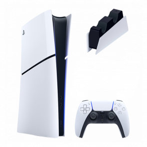 Набор Консоль Sony PlayStation 5 Slim Digital Edition 1TB White Б/У + Геймпад Беспроводной DualSense + Зарядное Устройство Проводной для DualSense Набор Консоль Sony PlayStation 5 Slim Digital Edition 1TB White Б/У + Геймпад Беспроводной DualSense + Зарядное Устройство Проводной для DualSense - Retromagaz