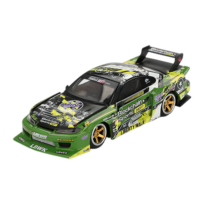 Машинка Premium MINI GT Nissan LB-Super Silhouette S15 SILVIA #555 V2 2024 Formula Drift 1:64 MGT00823-СH Green - Retromagaz