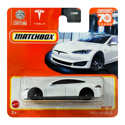 Машинка Большой Город Matchbox Tesla Model S Showroom 1:64 HLC59 White - Retromagaz