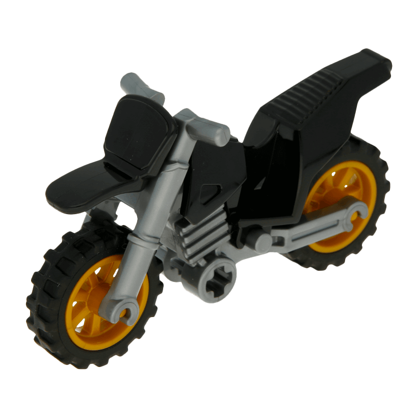 Транспорт Lego Мотоцикл Dirt Bike Long Fairing Mounts Pearl Gold Wheels 50860c04 Black Б/У - Retromagaz