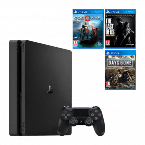 Набір Консоль Sony PlayStation 4 Slim 1TB Black Б/У  + Гра The Last of Us Remastered Російська Озвучка + Days Gone + God of War - Retromagaz
