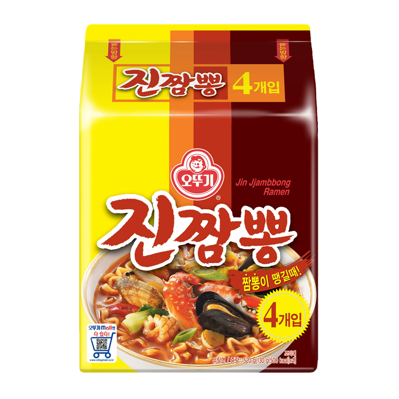 Набор Лапша 4шт Ottogi Jin Champong Рамьон Острая 130g - Retromagaz