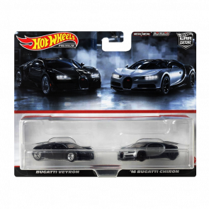 Машинка Premium Hot Wheels Bugatti Veyron / '16 Chiron 2-Packs 1:64 HKF52 Black 2шт - Retromagaz