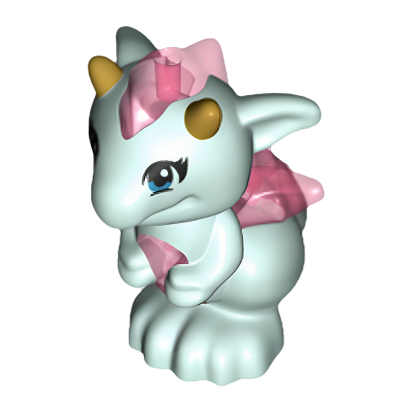 Фігурка Lego Повітря Dragon Elves Baby with Molded Trans-Dark Pink Stomach Spines Animals 26090pb07 Light Aqua Б/У - Retromagaz