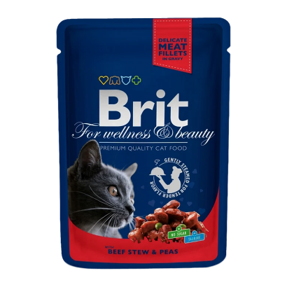 Вологий Корм Brit Premium Яловичина та Горох для Котів 100g - Retromagaz