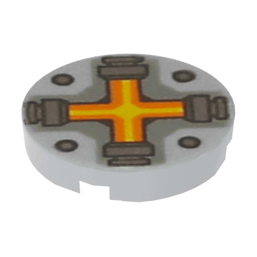 Плитка 10шт Lego Круглая Декоративная Bottom Stud Holder with Orange and Yellow Cross Pattern 2 x 2 14769pb087 6132542 Light Bluish Grey Б/У - Retromagaz