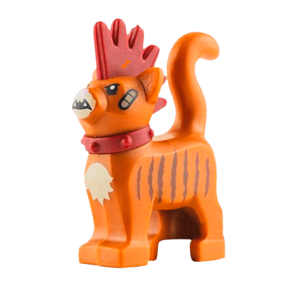 Фигурка Lego Cat Dark Red Spiky Mohawk and Collar Bandages and Dark Brown Stripes Animals Земля 39742pb01 1 6256522 Dark Orange Б/У - Retromagaz
