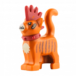 Фігурка Lego Cat Dark Red Spiky Mohawk and Collar Bandages and Dark Brown Stripes Animals Земля 39742pb01 1 6256522 Dark Orange Б/У