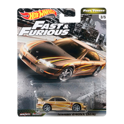 Машинка Premium Hot Wheels Nissan 240SX (S14) Fast & Furious 1:64 GJR64 Gold - Retromagaz
