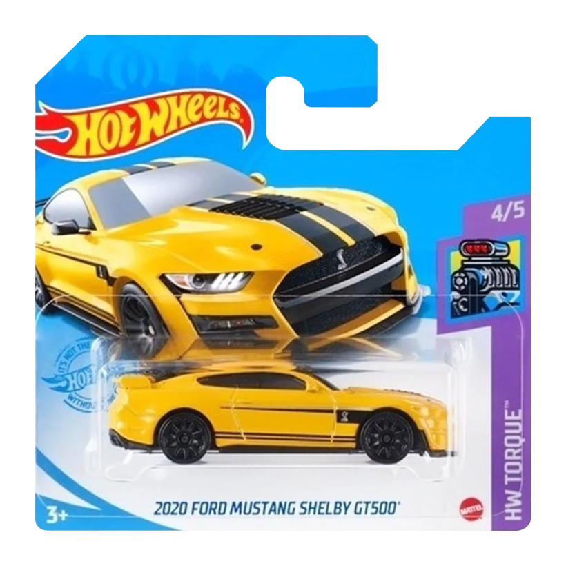 Машинка Базова Hot Wheels 2020 Ford Mustang Shelby GT500 Torque 1:64 GRY02 Yellow - Retromagaz