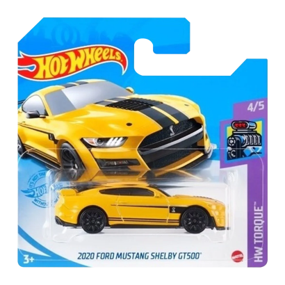 Машинка Базова Hot Wheels 2020 Ford Mustang Shelby GT500 Torque 1:64 GRY02 Yellow - Retromagaz