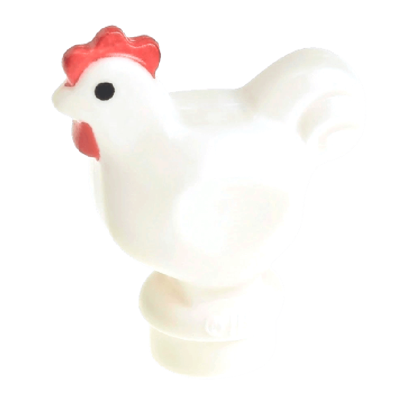Фигурка Lego Земля Chicken with Black Eyes and Red Comb and Wattle Pattern Animals 95342pb01 4623959 6063275 White Б/У - Retromagaz