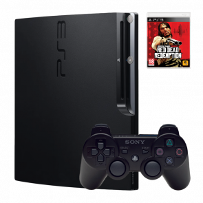 Набір Консоль Sony PlayStation 3 Slim 320GB Black Б/У + Гра Red Dead Redemption Англійська Версія Набір Консоль Sony PlayStation 3 Slim 320GB Black Б/У + Гра Red Dead Redemption Англійська Версія - Retromagaz
