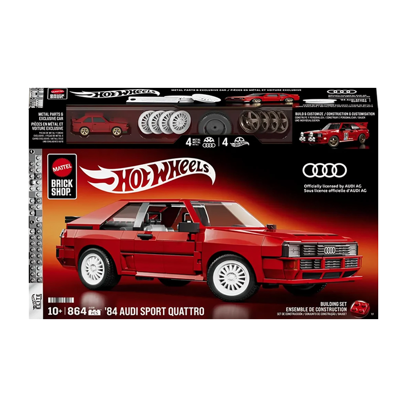 Конструктор Hot Wheels Mattel Brick Shop Hot Wheels Audi ‘84 Sport Quattro 864 Деталей JLK39 Red - Retromagaz