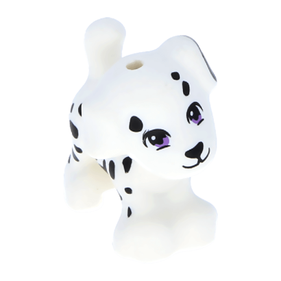 Фигурка Lego Dog Friends Puppy Medium Lavender Eyes and Black Nose Mouth and Spots Pattern Animals Земля 93088pb04 6113032 White Б/У - Retromagaz
